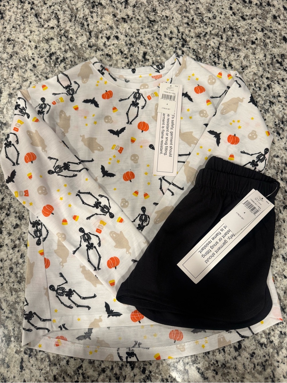 Gap Kids Halloween Skeleton Pajama Set - White, Black & Orange